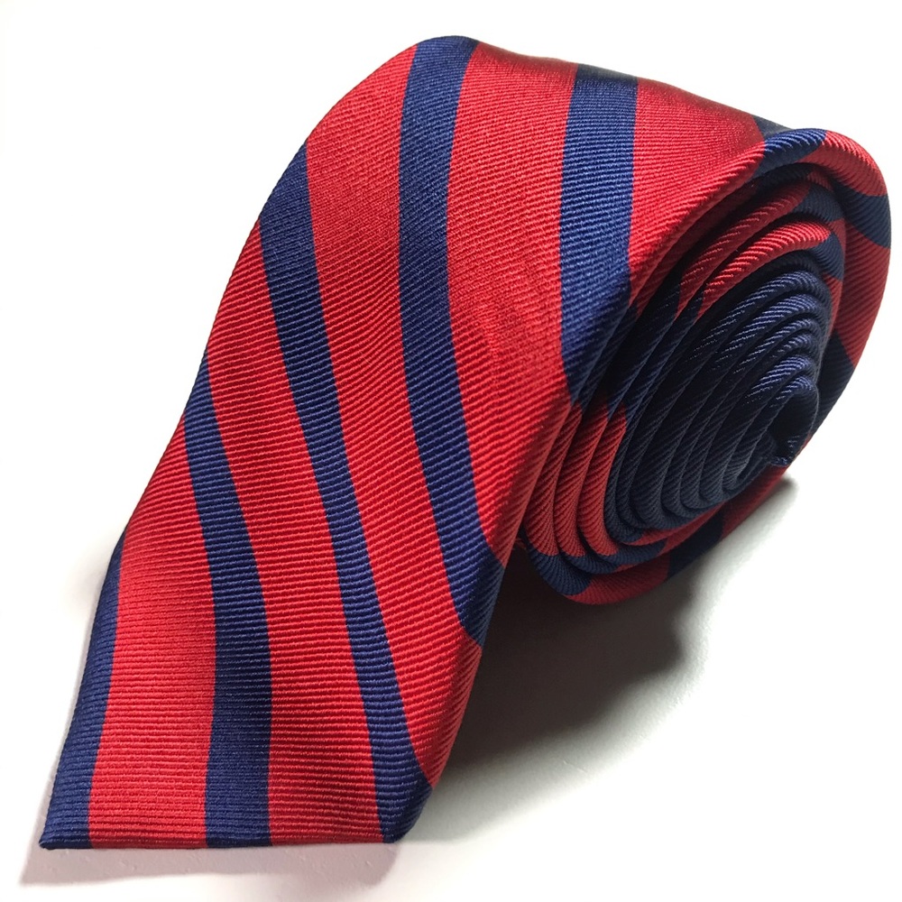 TOMMY HILFIGER red and blue striped tie
